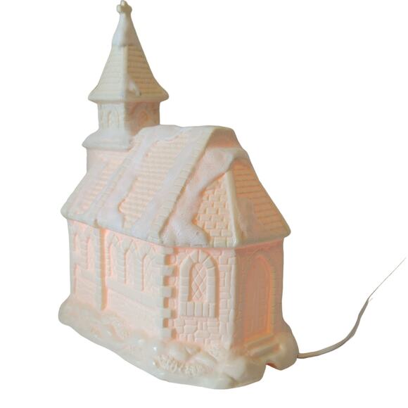 Enesco Christmas Village Church Lighted Decoration Village Glowing Light Vintage - Picture 3 of 16